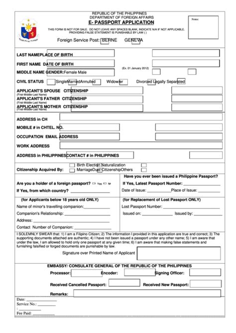 Philippine PASSPORT APPLICATION FORMS: New .